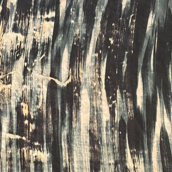 REBECCA TAYLOR SILK SHIRT ABSTRACT PRINT EUC SIZE 0 BACK ZIP SOLID SLEEVE LUX 🖤 - Picture 2 of 8